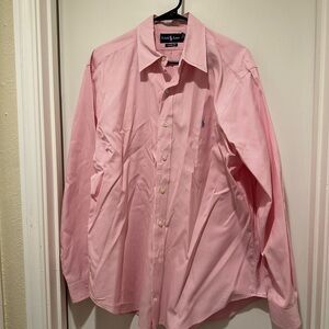 Ralph Lauren Men’s Pink & White Stripe Long Sleeve Button Front Dress Shirt